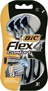 Bic Flex 4 Comfort Rasierer für Herren, mit 4 Klingen, bewegliche Klingen, 3 Stück (1 Stück)