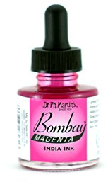 Bombay India Ink, 1.0 oz, Magenta (3BY) - Highly Pigmented, Lightfast, Permanent, Waterproof - for Brush, Drawing Pen or Airbrushes