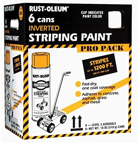 Rust-Oleum P2593849-6PK Professional Inverted Striping Spray Paint, 18 oz, White, 6 Pack