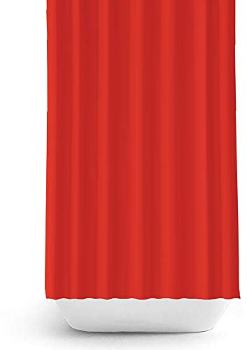 Fabric Bathroom Shower Curtain Extra Long - rings included 180 x 200 cm (Red)