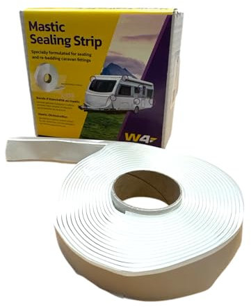 W4 Mastic Sealing Strip for Caravans & Motorhomes White 32mm – Weatherproof Sealant for Overlap Joints, Awning Rails, Roof-Lights, Window Surrounds & External Trims, Durable & Easy to Apply