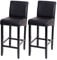 Mendler 2er-Set Barhocker HWC-C33, Barstuhl Tresenhocker, Holz - schwarz matt, dunkle Beine, Kunstleder