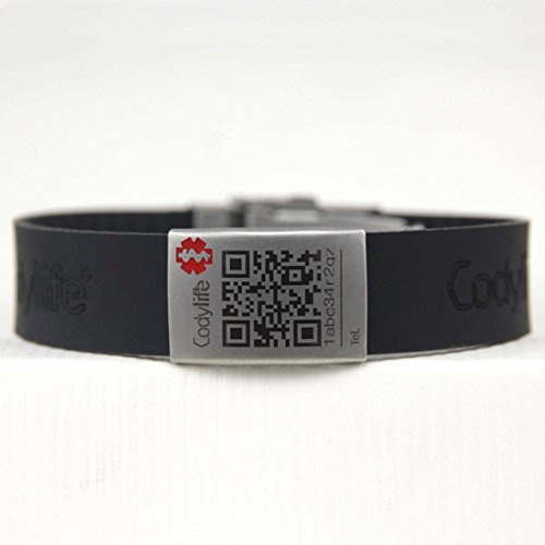Codylife Flex - Pulsera Médica Código QR y Grabado Láser | Silicona Ajustable, Acero Inoxidable | Identificación de Emergencias y Alertas Sanitarias | Máxima Seguridad de Datos y Privacidad
