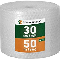 BB-Verpackungen 2x PROFI Luftpolsterfolie 0,3 x 50 m Versand, Verpackung, Umzug 2-lagig (2 Rollen) | 60 my stark, extrem robust, sehr leicht, 100% recycelbar
