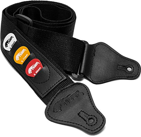 Tiger STP4-BK Plektren-Gitarrengurt - Schwarz