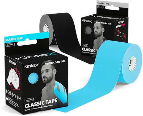 Kintex 2 Rollen Kinesiologie Tape Classic, 5 cm x 5 m, hautfreundliches & wasserfestes Kinesiologie Tape, Physio Tape, Medizinisches Tape (Gemischt)
