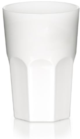 AIOS Set of 5 Unbreakable Polycarbonate Classic White Plastic Tumblers. Capacity 420ml. Dishwasher Safe