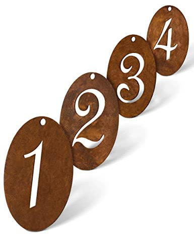 Rostikal Rost Deko Adventszahlen 7 x 4 cm für Kerzen und Adventskranz Zahlen 1-4 basteln für Weihnachten
