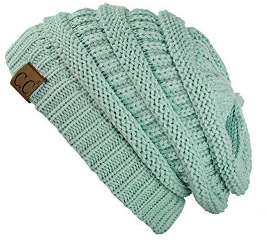 C.C Modische warme weiche dehnbarer lose Strick Beanie Mütze HAT20A, Minze