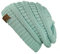 C.C Modische warme weiche dehnbarer lose Strick Beanie Mütze HAT20A, Minze