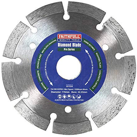 Faithfull FAIDB115PRO Paving Slab, Concrete, Brick, Kerb Stone Professional Diamond Cutting Blades 115mm (4.5in)
