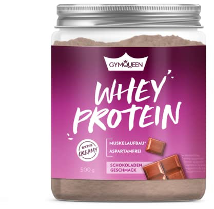 GymQueen Whey Protein-Pulver Schokolade 500g, Fitness Protein-Shake, Whey-Pulver kann den Muskelaufbau unterstützen, Hochwertiges Eiweiss-Pulver mit 73g Eiweiß pro 100g, ohne Zuckerzusatz