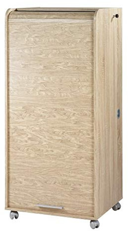 SIMMOB Armoire Informatique Mobile Chêne 2 Tiroirs 5 Niches L 65.2 H 139.9 P 53.1 cm - Chêne Naturel
