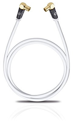 Oehlbach Transmission Edge - OFC Antennenkabel für TV und Radio - Koaxialstecker m/w, abgewinkelt, DVB-T2, HDTV, 4k & Ultra HD - 75cm weiß