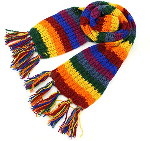LOUDelephant Chunky Wool knit striped scarf - Rainbow (One Size)