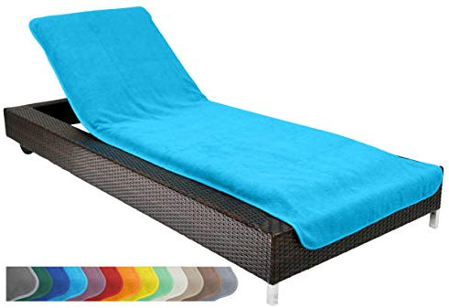 Brandsseller Housse de Protection pour Chaise Longue 75x200 cm – Serviette en Tissu éponge 100% Coton – Lavable, antidérapante, certifiée Öko-Tex 100 – Turquoise