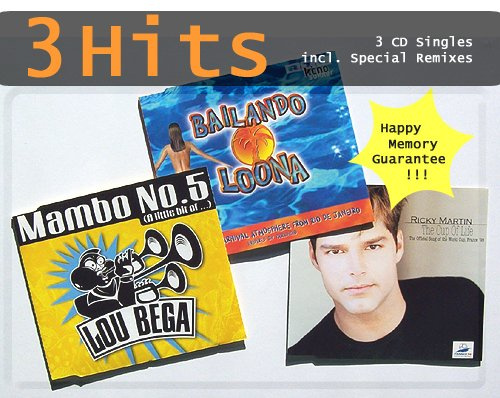 MAMBO NO. 5 / BAILANDO / THE CUP OF LIFE (3 CD Singles Compilation incl. LOU BEGA, LOONA & MARTIN, RICKY - 13 Tracks) MAMBO NO. 5 radio version 3.39 + extended version 5.14 + havanna club version 5.48 + TRUMPET MIX 6.01 / BAILANDO Energia Mix 3.33 / Besa Me Mix 4.54 / Noche Linda / Urbanna Vigator / THE CUP OF LIFE La Copa de La Vida Spanglish Remix / u.a.