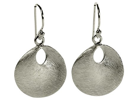 SILBERMOOS Ohrhänger Scheibe Kreis rund gebogen gebürstet 925 Sterling Silber Ohrschmuck Ohrringe