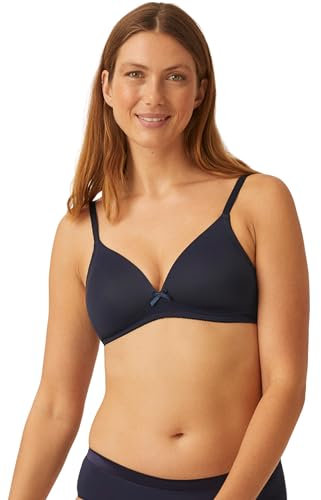 Naturana® Soft-BH ohne Bügel mit Schale [Cup A-D] Optimaler Sitz & maximaler Halt Dank Schnittführung & Breiten Trägern I T-Shirt BH I BH Damen ohne Bügel I BH bügellos 85 Dark Blue B
