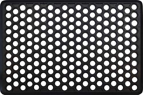 IDMAT Tapis caillebotis hexagone Bords biseautes 40x60cm, 100% Caoutchouc, Noir, Taille Unique