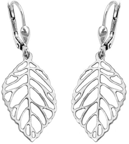 Schmuck Ohrschmuck Ohrringe Brisur Blatt durchbrochen aus 925 Silber 42 x 14 mm