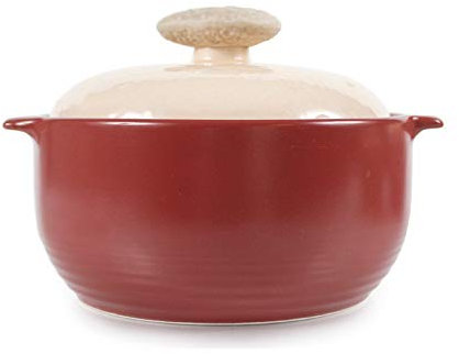 Neoflam Schmortopf aus Keramik, antihaftbeschichtet, Schmortopf, Suppentopf für Eintopf, Suppe, Dampf, kratzfest, Kühlschrank, ofenfest, hitzebeständig bis 200 °C, mit weißem Deckel, Pflaumenfarben