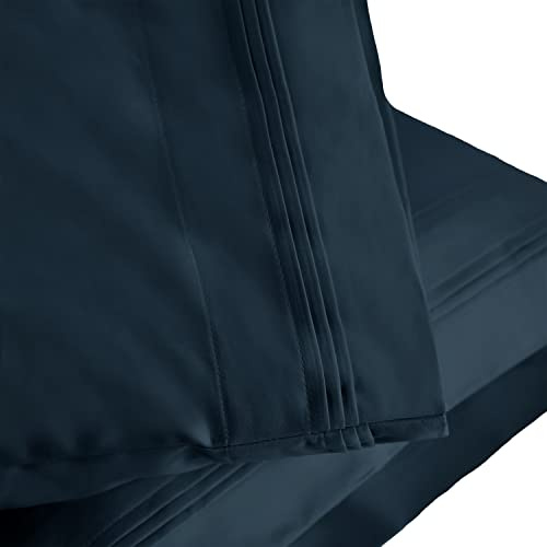 Superior 1000 Thread Count Egyptian Cotton Pillowcase Set, Pillow Covers for All Pillows and Sleepers, Soft Pillowcases for Bed Fashion, Basics, Large Cases, 2-Piece Set- King, Navy Blue