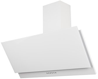 Respekta kopffreie Schräghaube Dunstabzugshaube Abzugshaube Wandhaube Glas 90 cm weiss / 3 Leistungstufen / Abluft und Umluft / LED