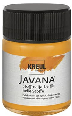 KREUL 91929 - Javana Stoffmalfarbe für helle Stoffe, 50 ml Glas in leuchtorange, geschmeidige Farbe auf Wasserbasis mit cremigem Charakter, dringt fasertief ein, waschecht nach Fixierung
