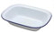 Genware 44020 Plato esmaltado rectangular para tartas, 20 cm, blanco y azul