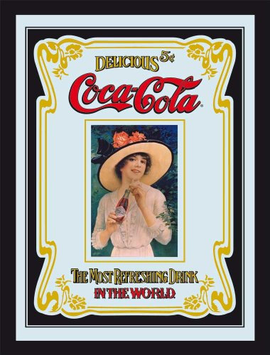 empireposter Coca Cola Most Refreshing - Bedruckter Spiegel mit Kunststoff Rahmen in Holzoptik, Kult-Spiegel - Grösse 30x20 cm