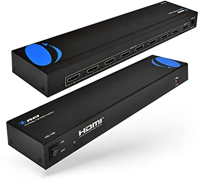 OREI HD-108 - Splitter HDMI 1x8 1080p (da un ingresso a otto uscite) da 1 porta a 8 display HDMI duplicato/specchio, splitter alimentato per supporto 3D Full HD 1080p ad alta risoluzione