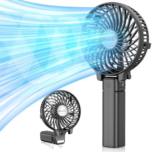 VersionTECH. Mini Handheld Fan, Personal Portable Desk Stroller Table Fan with USB Rechargeable Battery Operated Cooling Folding Electric Fan for Office Room Outdoor Household Traveling Black