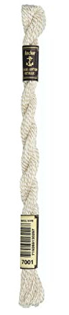 Anchor Stickgarne, 89% Baumwolle, 11% Metallised Polyester, weiß Gold, Stärke 5, 5 g, 7