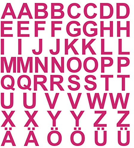 kleb-Drauf® | 58 Buchstaben, Höhe je 5 cm | Pink - matt | Wandtattoo Wandaufkleber Wandsticker Aufkleber Sticker | Wohnzimmer Schlafzimmer Kinderzimmer Küche Bad | Deko Wände Glas Fenster Tür Fliese