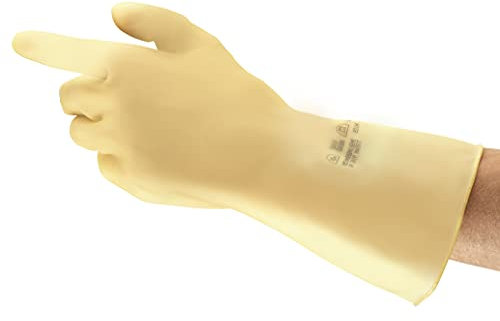Ansell AlphaTec 87-137 Chemikalienschutz-Handschuhe aus Latex, Exzellente Flexibilität, hoher Tragekomfort und gute Fingerbeweglichkeit, Damen Herren, Weiß, Größe S (12 Paar)