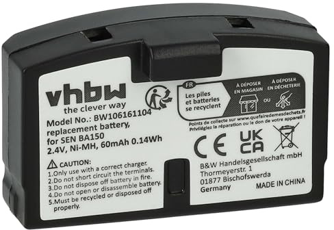 vhbw 1x Akku kompatibel mit Sennheiser A200 | HDI 380, HDI 302, HDR6, HDR4, HDR30 Wireless Headset Kopfhörer (60 mAh, 2,4 V, NiMH)