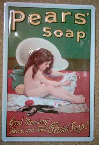 Buddel-Bini Versand Blechschild Nostalgieschild Pears Soap Good Morning Seife Badezimmer Dekoration Schild