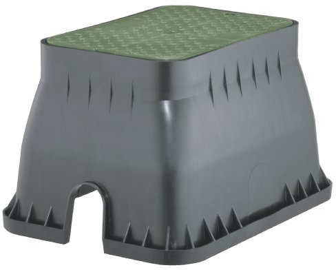 Arqueta rectangular 4 vías Para ubicar hasta 4 válvulas de riego de 24 V. Máx. carga sobre la tapa 1300 Kg.