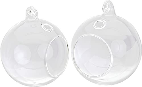 2er-Set Glaskugeln klar offen Kerzenhalter Ø9cm Teelicht Kerze Christbaumschmuck