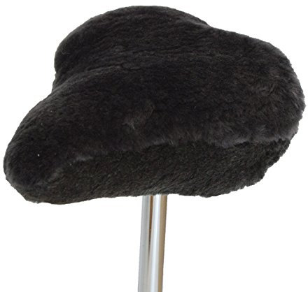 Housse de selle de vélo/vélo selle Housse haut en peau d'agneau véritable la bordure en fausse fourrure Taille M en couleur (Ardoise) Longueur 27 cm Largeur 23 cm, fourrure Hauteur 20 mm directement du fabricant