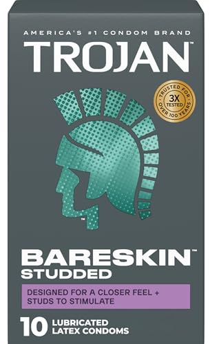 Trojan Studded Bareskin Lubricated Condoms - 10 Count