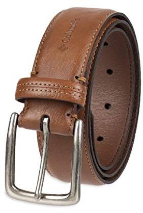 Columbia Men's Casual Leather Belt-Jeans Khakis Dress Silver Prong Buckle, Tan, Waist 46