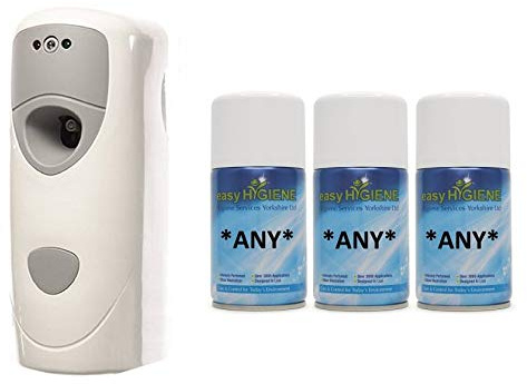 WALL MOUNTED Automatic Air Freshener Dispenser and 3 Refills auto fresh spray cans