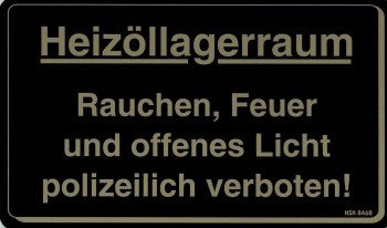 Kunststoffschild Hinweisschild - HEIZÖLLAGERRAUM - 308468 - Gr. 25 x 15 cm