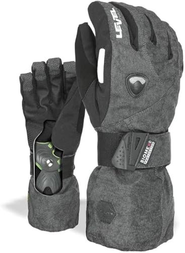 Level Fly - Snowboard Handschuhe, Thermohandschuhe Winter Herren mit Verstellbarem Riemen und Stulpe, Ski- und Winterhandschuhe Herren Wasserdicht, Atmungsaktiv für Snowboard und Skifahren - 1 Paar
