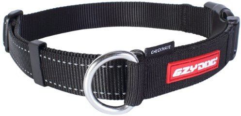 EzyDog Hundehalsband Checkmate – Zugstopp Halsband zum Erziehen für Hunde – Verstellbares Zughalsband für große, mittlere und kleine Hunde (M, Schwarz)