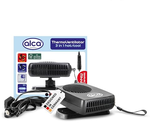 alca® Heizlüfter 12 V - 144W Auto Keramikheizung Ventilator Hot/Cool mini Lüfter Enteiser tragbar universal alle gängigen Fahrzeuge