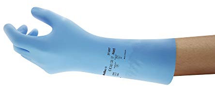 Ansell AlphaTec 37-007 Nitril-Handschuhe, Chemikalienschutz-Handschuh, Chemikalien- und Flüssigkeitsschutz, Industrie PSA, Arbeitshandschuhe Wiederverwendbar, Blau, Größe XS (1 Paar)