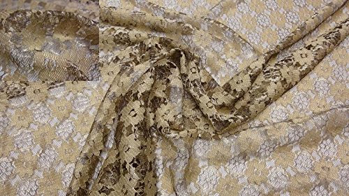 StoffBook Tissu Dentelle Tulle Motifs Roses Gold, C216